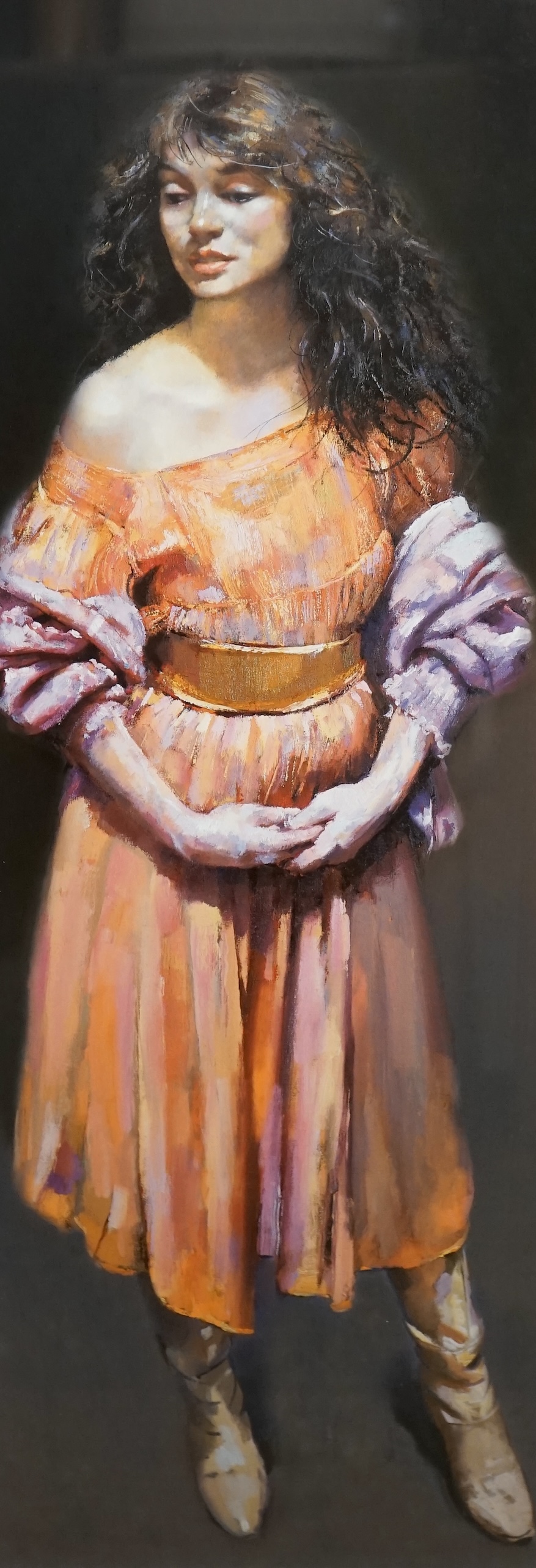 Robert Lenkiewicz (1941-2002), offset lithograph, 'Karen standing' (Study of Karen), blind stamp signature, title in pencil, 14/500, 72 x 25cm. Condition - good